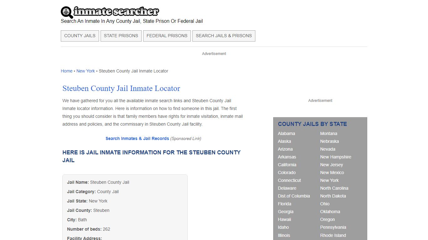 Steuben County Jail Inmate Locator - Inmate Searcher
